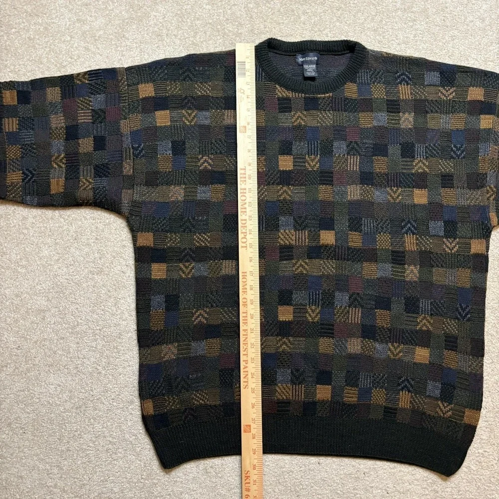 Vtg Marc Edwards Sweater Mens 2XL Multicolor Geometric Crewneck Pullover Grandpa